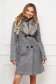 Palton din lana SunShine gri elegant cu un croi cambrat cu blana ecologica detasabila 1 - StarShinerS.ro