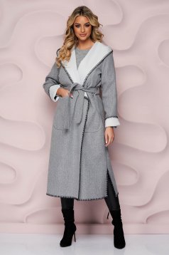 Grey cardigan detachable cord