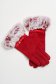 Red gloves from ecological leather with faux fur accessory 1 - StarShinerS.com