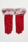 Red gloves from ecological leather with faux fur accessory 2 - StarShinerS.com
