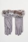 Grey gloves from ecological leather with faux fur accessory 2 - StarShinerS.com