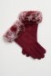 Darkred gloves from ecological leather with faux fur accessory 1 - StarShinerS.com