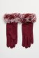 Darkred gloves from ecological leather with faux fur accessory 2 - StarShinerS.com