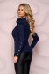 Darkblue women`s blouse tented cotton high shoulders with lace details 2 - StarShinerS.com