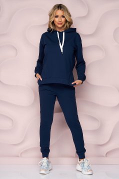 Darkblue sport 2 pieces loose fit with pockets with undetachable hood