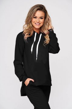 Black sport 2 pieces loose fit with pockets with undetachable hood