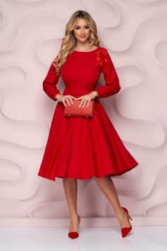 Dress StarShinerS red occasional cloche with elastic waist with floral details