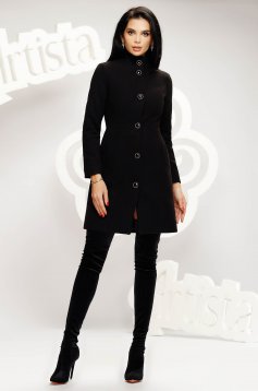 Black coat tented elegant soft fabric with front pockets