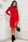 - StarShinerS red dress midi pencil frontal slit with turtle neck from elastic fabric 4 - StarShinerS.com