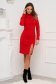 - StarShinerS red dress midi pencil frontal slit with turtle neck from elastic fabric 3 - StarShinerS.com