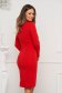 - StarShinerS red dress midi pencil frontal slit with turtle neck from elastic fabric 2 - StarShinerS.com