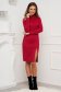 - StarShinerS raspberry dress midi pencil frontal slit with turtle neck from elastic fabric 3 - StarShinerS.com
