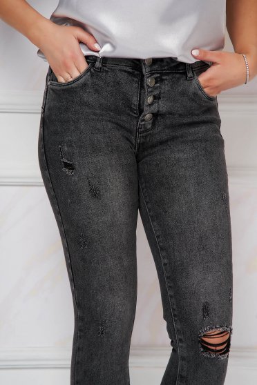 Black jeans high waisted skinny jeans small rupture of material