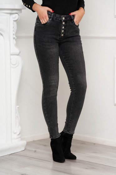 Jeans, Black jeans high waisted skinny jeans with buttons - StarShinerS.com