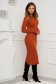 Brown dress knitted cloche long from striped fabric 1 - StarShinerS.com