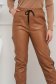 Brown trousers from ecological leather zipper accessory high waisted 3 - StarShinerS.com