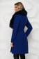 Palton din stofa albastru cambrat accesorizat cu blana ecologica - Artista 2 - StarShinerS.ro