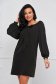 Dress black with puffed sleeves elastic cloth straight - StarShinerS 1 - StarShinerS.com