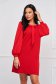Dress red with puffed sleeves elastic cloth straight - StarShinerS 1 - StarShinerS.com