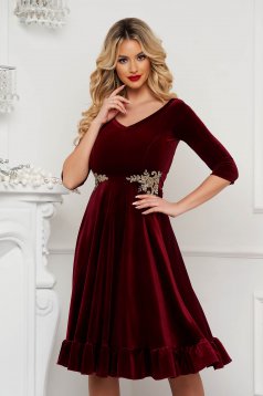 StarShinerS dress burgundy occasional from velvet with lace details cloche