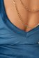 Turquoise dress pencil velvet metallic chain accessory short cut v back neckline 5 - StarShinerS.com