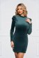 Green dress velvet with turtle neck with ruffle details with pearls 1 - StarShinerS.com