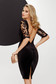 Black velvet pencil dress with open back and lace sleeves - Fofy 2 - StarShinerS.com