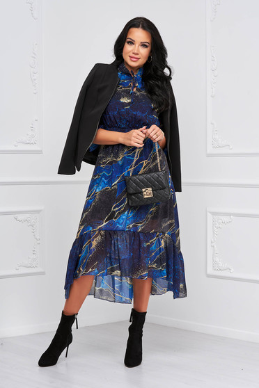 Maxi dresses, StarShinerS dress from veil fabric cloche with elastic waist abstract midi - StarShinerS.com