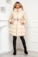 Cream jacket tented from slicker elastic belt fur collar 3 - StarShinerS.com