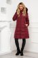 Burgundy jacket loose fit from slicker detachable hood with faux fur accessory 1 - StarShinerS.com