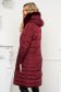 Burgundy jacket loose fit from slicker detachable hood with faux fur accessory 3 - StarShinerS.com