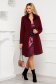 Burgundy coat tented fur collar cloth 6 - StarShinerS.com