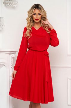 - StarShinerS red dress cloche with elastic waist from veil fabric cowl neck