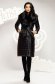 Black jacket from slicker fur collar from ecological fur detachable cord 1 - StarShinerS.com
