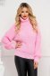 Lightpink sweater knitted thick fabric with turtle neck loose fit 1 - StarShinerS.com