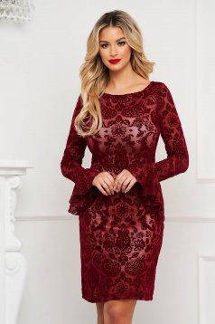 StarShinerS occasional pencil laced burgundy dress velvet