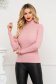 Lightpink women`s blouse elastic cotton with turtle neck with pearls tented 1 - StarShinerS.com