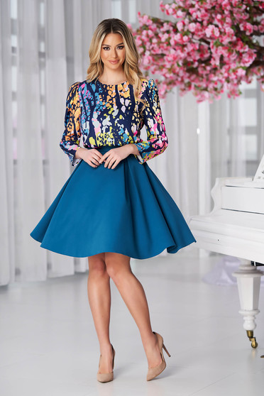 Elegant skirts, - StarShinerS petrol blue skirt cloche with pockets cloth - StarShinerS.com