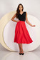 Red Elastic Fabric Midi Flared Skirt - StarShinerS 1 - StarShinerS.com