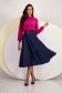 Navy Blue Elastic Fabric Midi Flared Skirt - StarShinerS 1 - StarShinerS.com