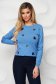 Bluza dama SunShine albastru-deschis tricotata mulata cu aplicatii cu paiete 1 - StarShinerS.ro