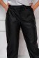 Black trousers from ecological leather with elastic waist loose fit 4 - StarShinerS.com