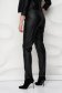 Pantaloni din piele ecologica negri conici cu talie normala accesorizati cu nasturi - SunShine 3 - StarShinerS.ro