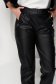 Pantaloni din piele ecologica negri conici cu talie normala accesorizati cu nasturi - SunShine 4 - StarShinerS.ro