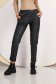 Black trousers from ecological leather medium waist with button accessories conical 4 - StarShinerS.com