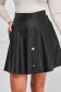 Black skirt cloche from ecological leather with button accessories short cut 4 - StarShinerS.com