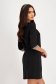 Black elastic material dress with A-line cut and shirt collar - SunShine 2 - StarShinerS.com