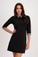 Black elastic material dress with A-line cut and shirt collar - SunShine 1 - StarShinerS.com