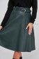 Dark Green Faux Leather Skater Skirt with Faux Leather Belt - SunShine 5 - StarShinerS.com