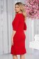 Red dress straight pleated crepe 2 - StarShinerS.com
